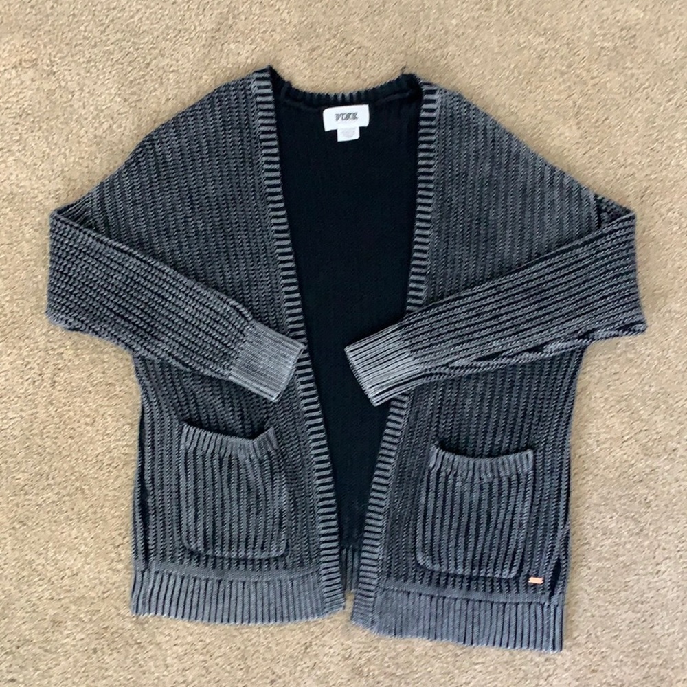 Victoria’s Secret PINK Black/Grey Knit Cardigan